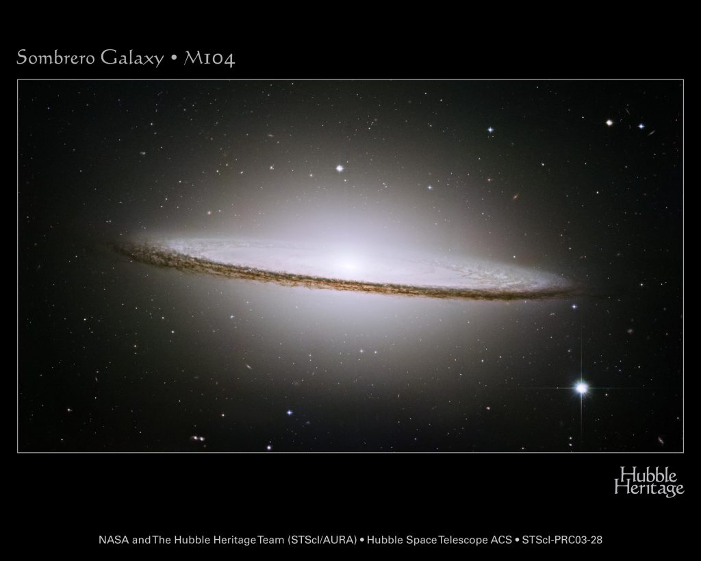 Image of the Sombrero Galaxy taken by the Hubble Space Telescope.